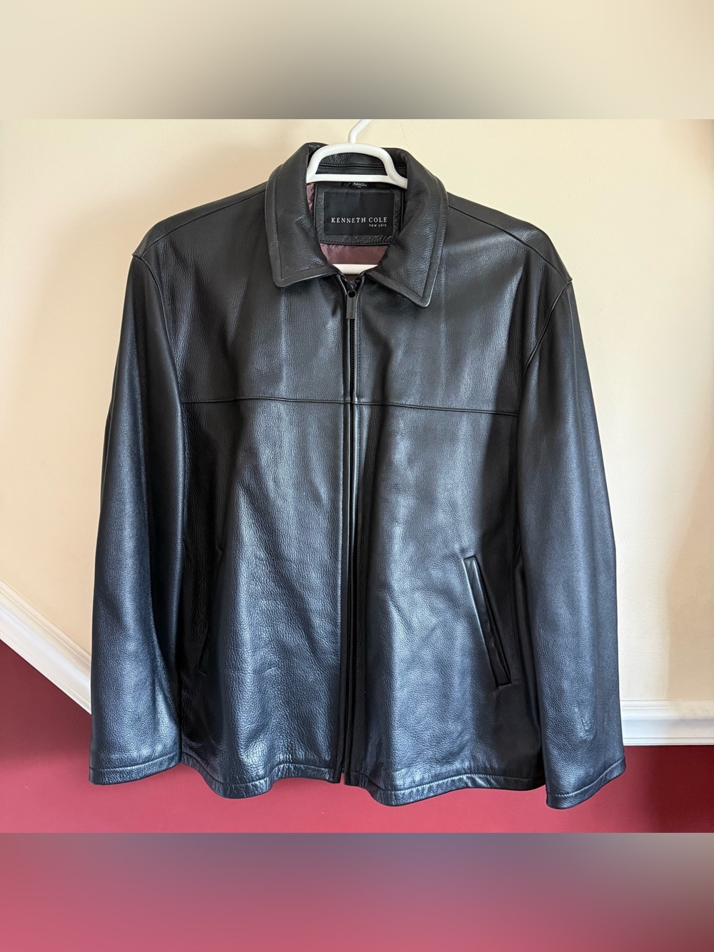 Vintage Kenneth Cole New York Genuine Leather Black Jacket Men’s Size X-Large